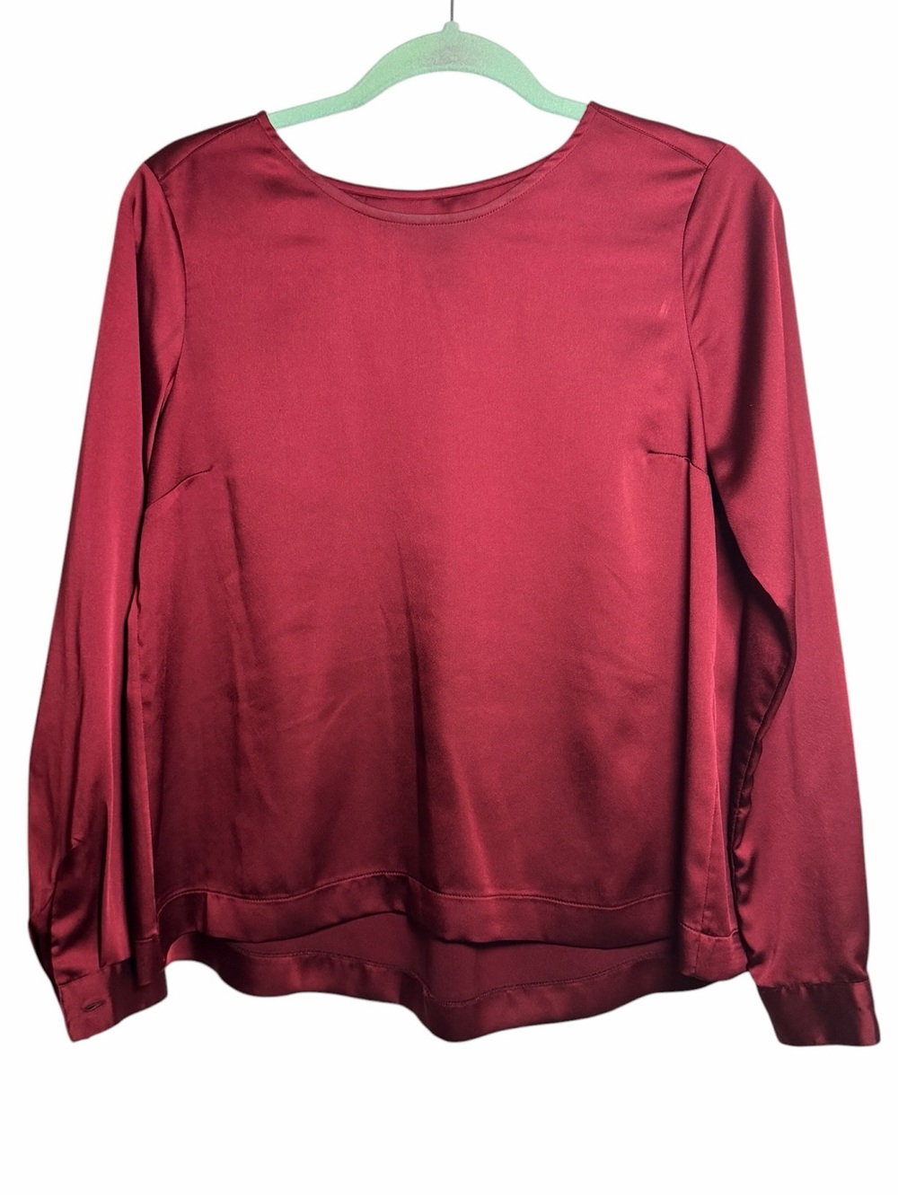 Morris Lady Flora Satin Blouse Burgundy Wine Long Sleeve Top EU 38 US 6